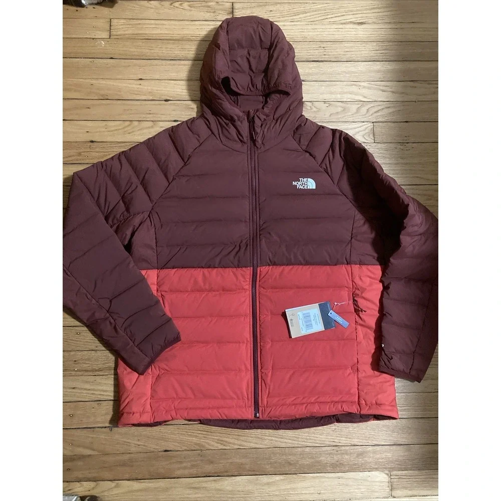 The‎ North Face Men's XXL Belleview Stretch 600 Down Hooded Jacket Cordovan/Red